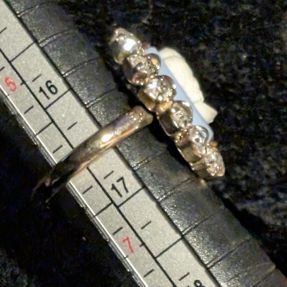 Cameo With Crystals Adjustable Ring - image 3